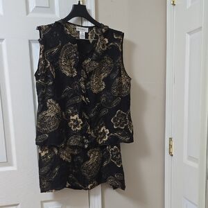 Elegant Black and Gold Women's Two Piece Set